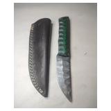 Handmade fixed blade Damascus knife w/ sheath 4 '