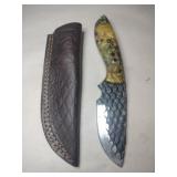 Handmade fixed blade Damascus knife w/ sheath 4 '