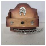 Wood horse theme tie holder 5.5in wide and 6in