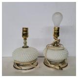 Hobnail white glass lamps 8in tall w/out bulb