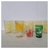 6 Hazel atlas yellow carriage glasses  and 3