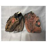 Left and Right handed Rawlings baseball gloves