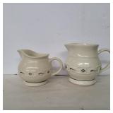 Longaberger pottery pitchers 4in and 5.5in