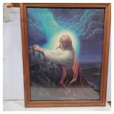 Framed Jesus picture 21in x 17in
