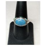 Silver turquoise ring Marked 925 size 7.5. .180oz
