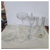Assorted clear glassware
