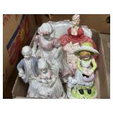 Porcelain Victorian and Colonial-era scenes, some