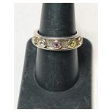 Silver Stone band ring marked 925 size 8.