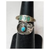 Silver 2 turquoise ring unmarked  size 5.5 and 6.