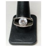 Silver  clearstone ring marked 925 size 10.