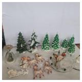 Christmas trees, reindeer, Santa tree topper and