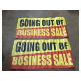 2 Going out of Business Sale banners 2' x 4'
