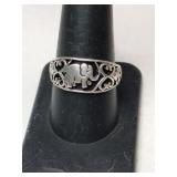 Silver elephant band ring marked lucky size 9.