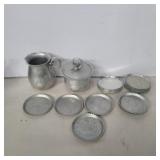 Buenilum hammered pewter cream and sugars and