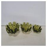 Mcm green glass stacking ashtrays