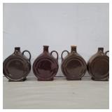 4 stoneware brown ring jugs 7in tall