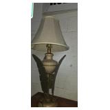 Hollywood Regency metal palm leaf tropical lamp