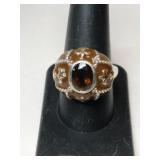 Silver red stone ring marked 925 size 9   .275oz