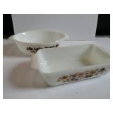 2 vintage anchor Hocking casserole dishes