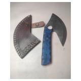 Handmade fixed blade Damascus ULU knife w/ sheath