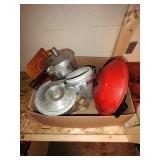 Large lot of vintage pots and pans.