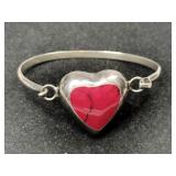 silver red heart bracelet marked Mexico 925.