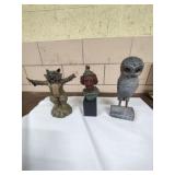 Group of three small statues: Musical.Raccoon,