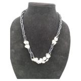 Twisted strand white rice Pearl black seed beaded