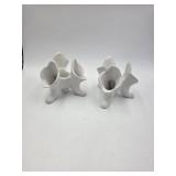 2 Van Briggle Triple Bud Cornucopia Trumpet Vases