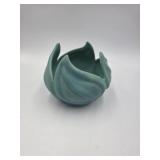 Van Briggle Matte Blue Swirl Leaf Lotus Bowl