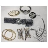 Purse hanger, choker, watch ,shell earrings