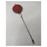 Red carved flower Motif design stick pin brooch