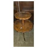 Round 2 tier pie crust top side table with glass