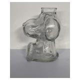 Anchor hocking glass Snoopy coin bank 6"