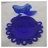 Westmoreland lucky rabbit plate 7in and blue