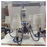 Blue delft chandelier 20in tall 22in wide