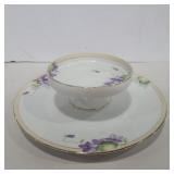 Nippon 2 tier purple flower serving dish