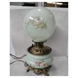 Victorian era converted oil lamp glass globe lamp