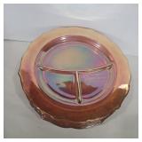 8 marigold carnival glass divided plates
