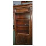 Wooden 2 shelf lighted bookcase with storage