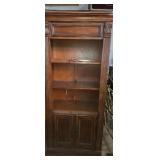 Wooden 2 shelf lighted bookcase with storage