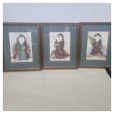 3 framed Reimel Abrams prints 11in x 9in