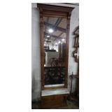 Tall mirrored hall tree with marble shelf 25x87in