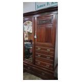 Ornate 3 pc wardrobe with mirrored door and