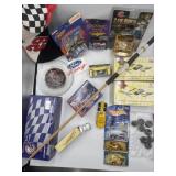 NASCAR racing memorabilia, flag, stocking,