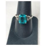 Silver Sarah Coventry bluestone ring Marked