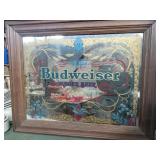 Budweiser mirrored sign framed 29x23