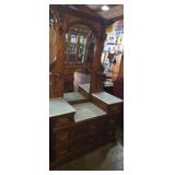 Marble top 4 drawer desser with Mirror back