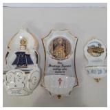 3 porcelain holy water fonts 4.5in and 6in