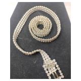Silvertone clearing rhinestone chain  belt